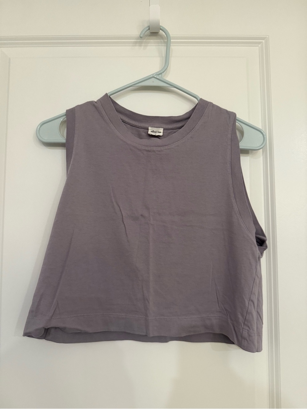Aritzia Wilfred Light Purple Sleeveless Crop Tee Cotton Loose Fit - Size S
